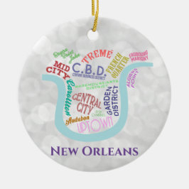 Adorno De Cerámica Nueva Orleans Map Nola Word Typography Navidades