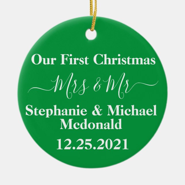 Adorno De Cerámica Nuevas Camas Primera Navidad, Sra. y Sr. Personali (Frente)