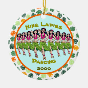 Adorno De Cerámica Nueve damas bailando - Año Personalizado Nombre c