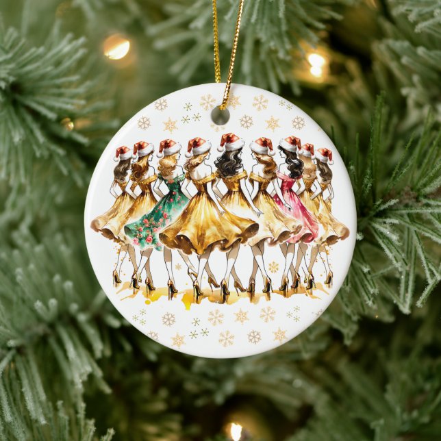 Adorno De Cerámica Nueve damas bailando | Doce días de Navidades (Árbol)