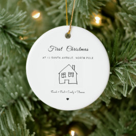 Adorno De Cerámica nuevo hogar primera casa de Navidad dibujo lindo