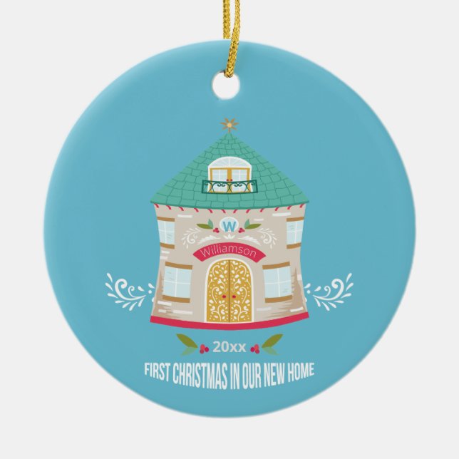 Adorno De Cerámica Nuevo hogar: primera Navidad (Frente)