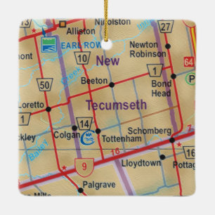 Adorno De Cerámica Nuevo mapa de Tecumseth en pintura