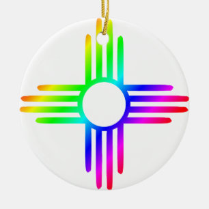 Adorno De Cerámica Nuevo México Rainbow Zia
