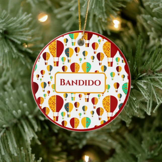 Adorno De Cerámica Nuevo México Zia Globos de aire caliente (Árbol)