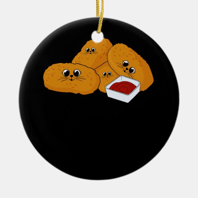 Adorno De Cerámica Nuggets De Comida Rápida Gato Y Pollo Nugget Lo (Frente)