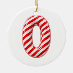 Adorno De Cerámica Número 0 Caramelo de Navidad