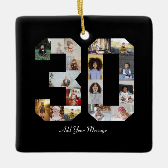 Adorno De Cerámica Número 30 Collage de fotos (Anverso)