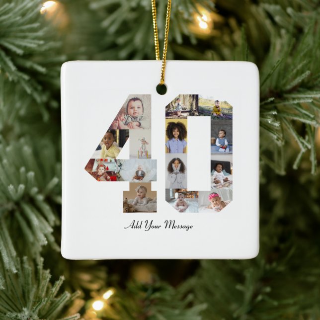 Adorno De Cerámica Número 40 Collage de fotos (Árbol)