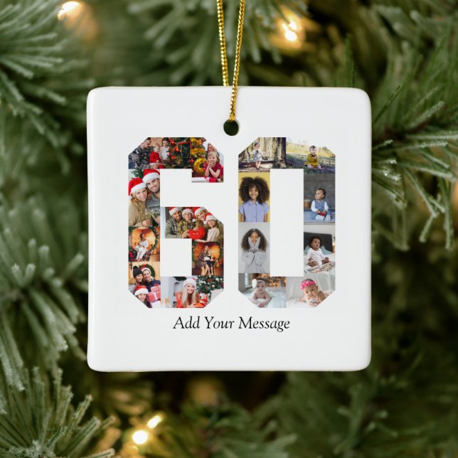 Adorno De Cerámica Número 60 Collage de fotos (Árbol)