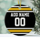Adorno De Cerámica Número de nombre personalizado de Jersey de Black  (Personalized Christmas Ornament - Football Sorts Jersey Stripes)