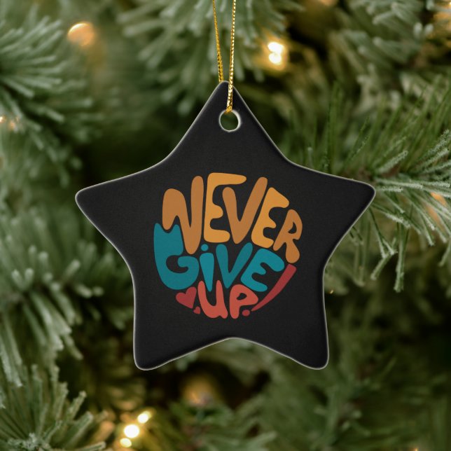 Adorno De Cerámica Nunca rendirse - Mensaje motivacional colorido (Árbol)