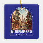Adorno De Cerámica Nuremberg Alemania Viaje a la Vintage<br><div class="desc">Diseño de viaje retro vectorial de Nuremberg. Impresionante,  emocionante,  colorido,  poderoso y trágico: Nuremberg ha reflejado la historia alemana desde la Edad Media.</div>