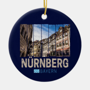 Adorno De Cerámica Nuremberg Vintage Bavaria Alemania Souvenir