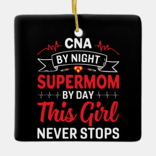 Adorno De Cerámica Nurs Gift CNA De Noche Supermom