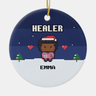 Adorno De Cerámica Nurse Gift Healer Pixel Christmas Ornament