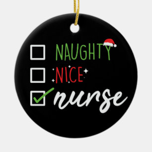 Adorno De Cerámica Nurse Naughty Navidades divertidos Santa List