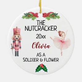 Adorno De Cerámica Nutcracker & Ballerina con nombre y texto personal