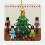 Adorno De Cerámica Nutcracker Christmas Tree Ornament<br><div class="desc">Nutcracker Christmas tree square ornament.</div>