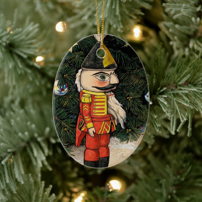Adorno De Cerámica Nutcracker de época bajo árbol de Navidad (Árbol)