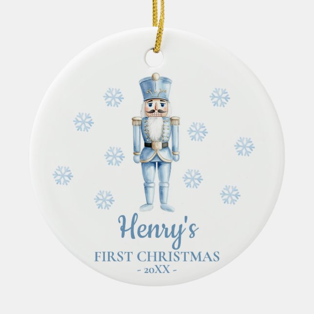 Adorno De Cerámica Nutcracker Personalized Baby's First Christmas (Frente)