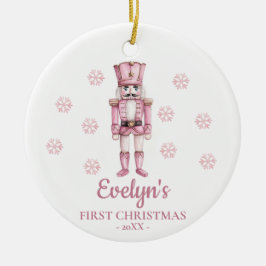 Adorno De Cerámica Nutcracker Personalized Girl's First Christmas