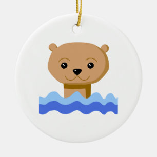 Adorno De Cerámica Nutria de la natación