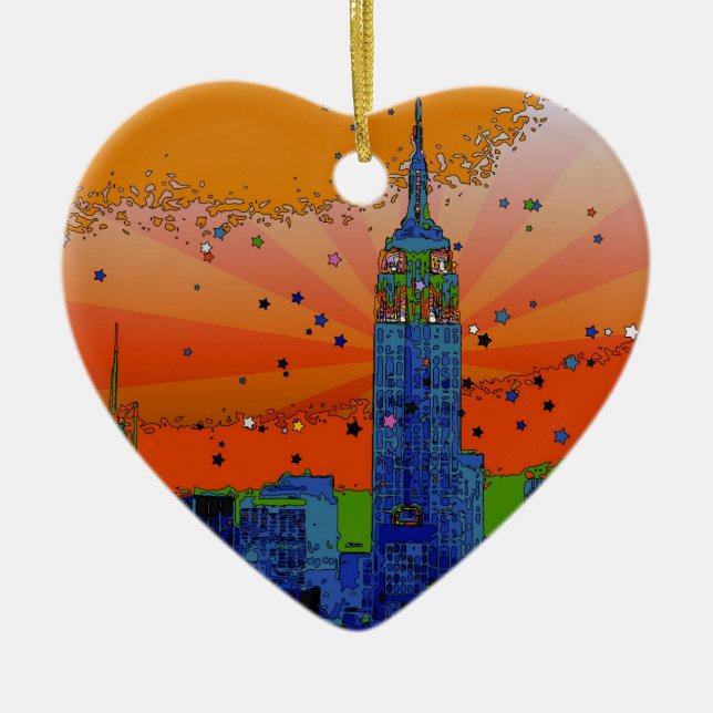 Adorno De Cerámica NYC psicodélico: Edificio Empire State #3 (Frente)