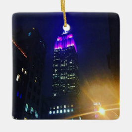 Adorno De Cerámica NYC Rascacielos Purple Empire State Building Night