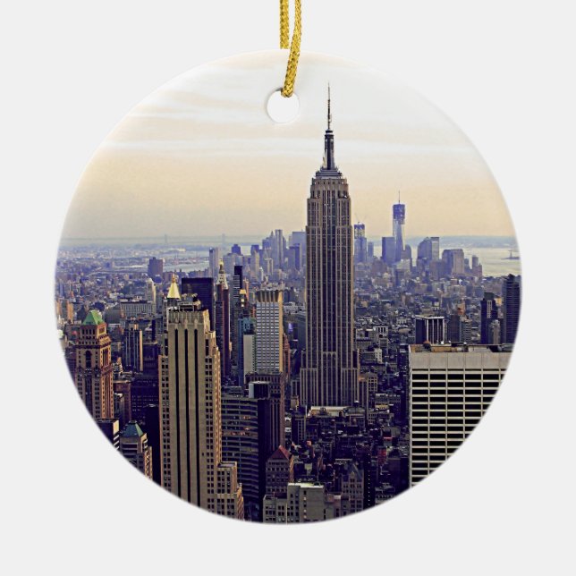 Adorno De Cerámica NYC Skyline Empire State Building, WTC 4 (Frente)