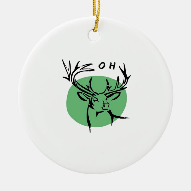 Adorno De Cerámica O Dear O Dear Green Minimal Modern Design Ornament (Frente)