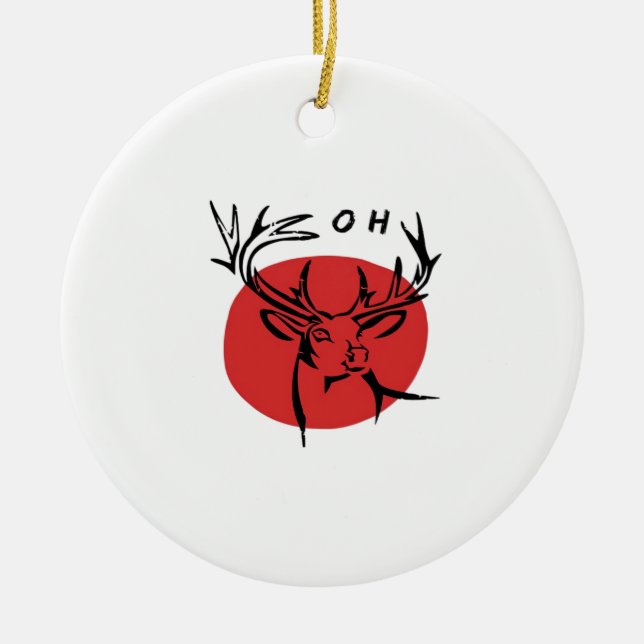 Adorno De Cerámica O Dear O Dear Red Retro Classic Design Ornament (Frente)