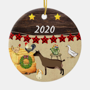 Adorno De Cerámica Oberhasli Goat, un Navidad del país