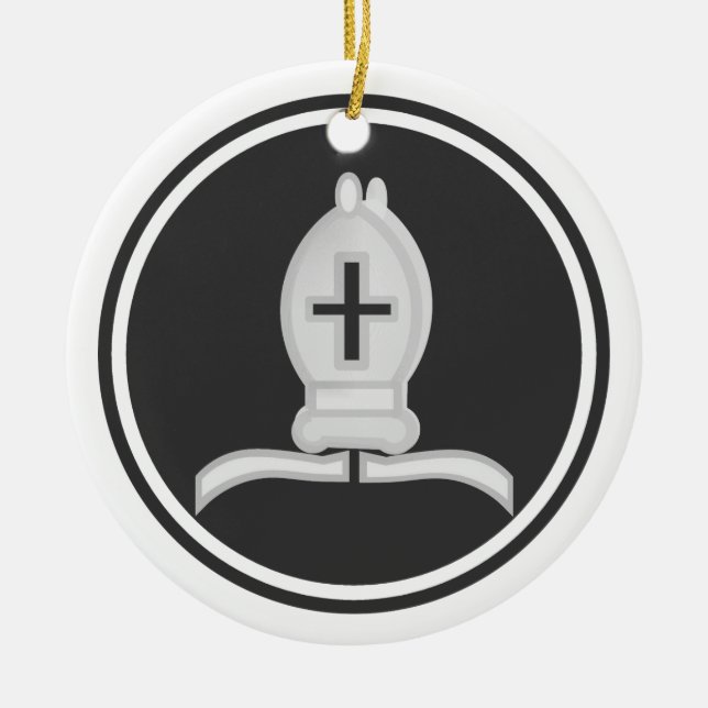 Adorno De Cerámica Obispo blanco Chess (Frente)