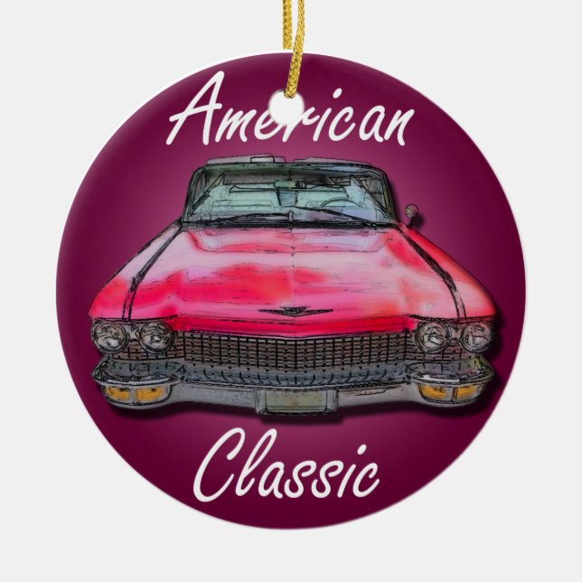 Adorno De Cerámica Obra clásica americana Cadillac 1960 (Frente)