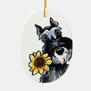 Adorno De Cerámica Obra clásica soleada del Schnauzer personalizada