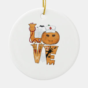 Adorno De Cerámica Obsequio de Enfermera de Halloween