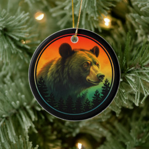Adorno De Cerámica Ocaso del oso naturaleza animal vida silvestre