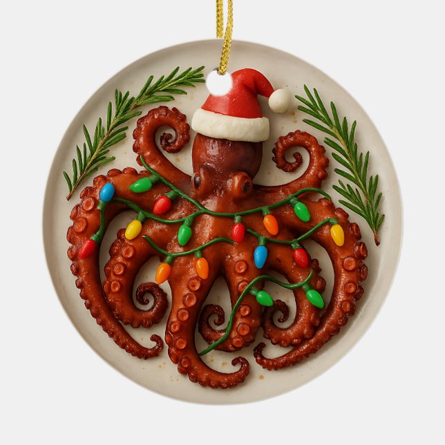 Adorno De Cerámica Octopus Christmas Ornament – Funny & Custom (Frente)