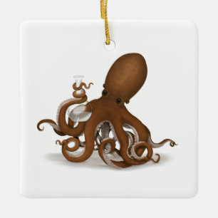 Adorno De Cerámica Octopus con máscara de vidrio Steampunk Sceintist