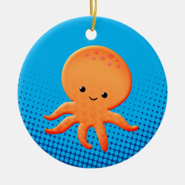 Adorno De Cerámica Octopus de bebé Personalizado lindo (Frente)