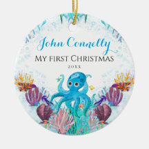 Octopus oceánico bebé primer Navidades colorido