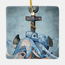 Adorno De Cerámica Octopus personalizado y Navidades náuticos ancestr