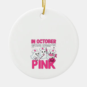 Adorno De Cerámica Octubre Nosotros Vestimos De Rosa Enfermera Concie