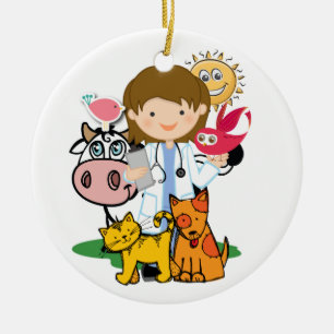 Adorno De Cerámica Ocupaciones - Veterinaria - SRF