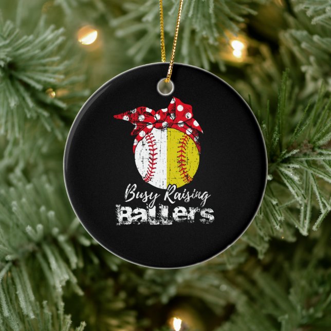 Adorno De Cerámica Ocupado Recaudando Ballers Softball Béisbol (Árbol)