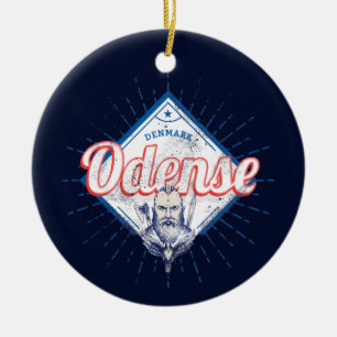 Adorno De Cerámica Odense City Dinamarca Retro Viking Vintage Souveni