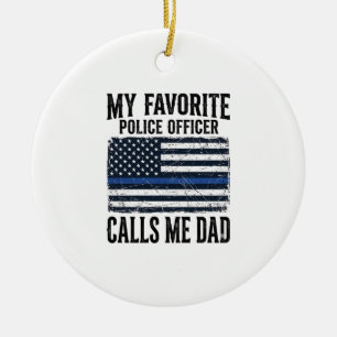 Adorno De Cerámica Oficial de policía papá delgada línea azul vintage