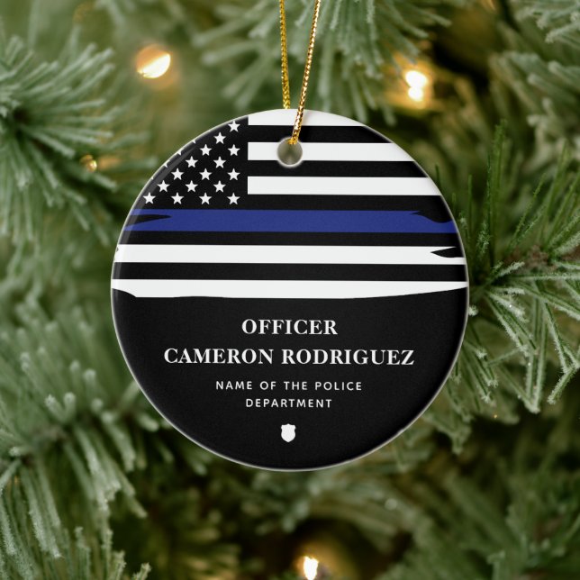 Adorno De Cerámica Oficial de policía personalizado Bandera delgada d (Árbol)