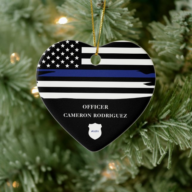 Adorno De Cerámica Oficial de policía personalizado Bandera delgada d (Árbol)